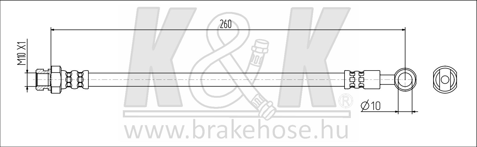 Шланг задний тормозной задний к колесу АСХ - K&K FT1743