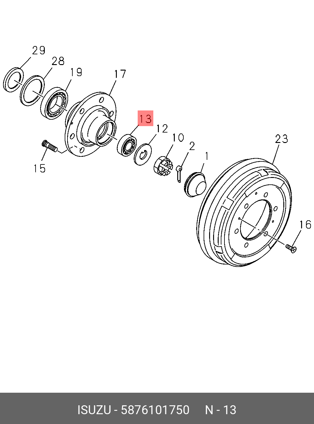 Подшипник передней ступицы наружний MMC Canter /  ELF BVP (32206) - Isuzu 5876101750