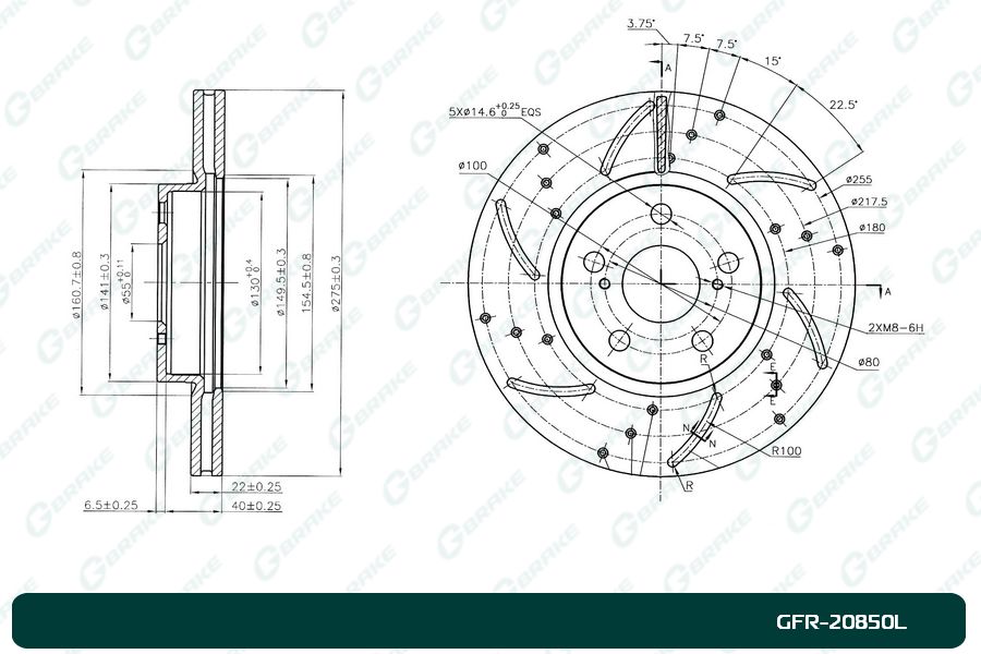 Диск тормозной перфорированный  gfr-20850l левый - G-brake GFR20850L