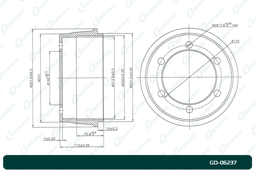 Барабан тормозной   gd-06237 - G-brake GD06237