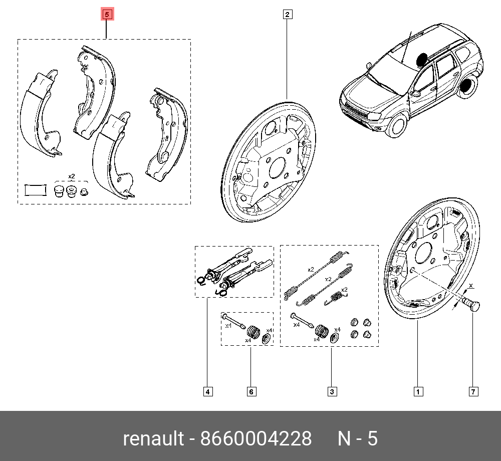 Колодки тормозные барабанные   | зад | - Renault 8660004228