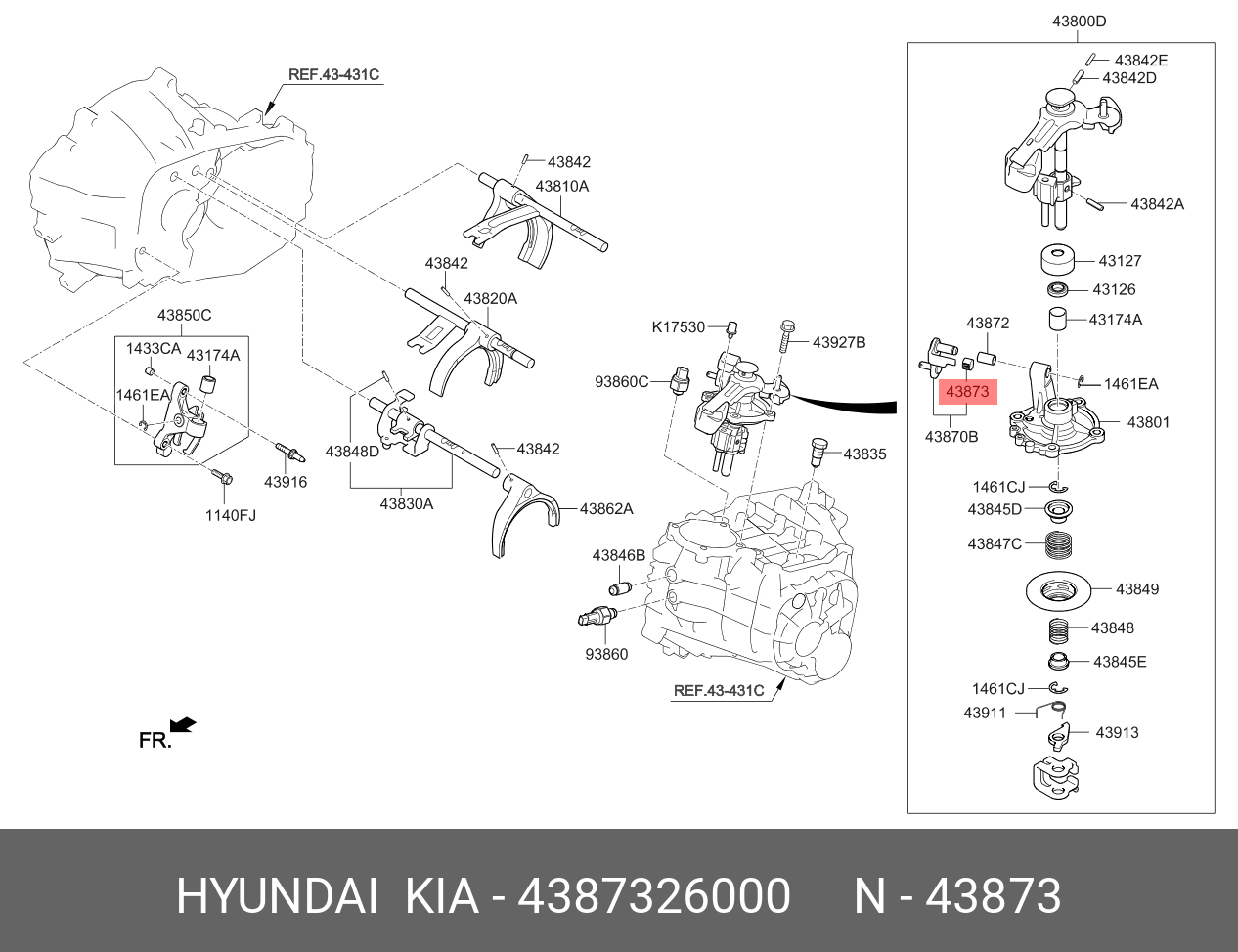 4387326000 Опорная скоба стержня вилки включения передач кпп - Hyundai/Kia 4387326000