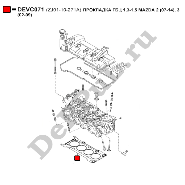 Прокладка гбц 1,3-1,5 mazda 2 (07-14), 3 (02-09) - DePPuL DEVC071