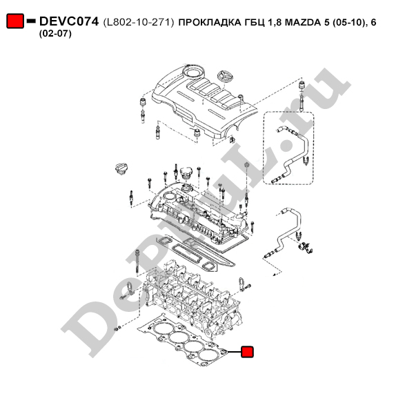 Прокладка гбц 1,8 mazda 5 (05-10), 6 (02-07) - DePPuL DEVC074