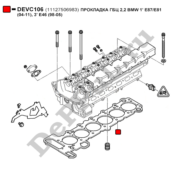 Прокладка гбц 2,2 bmw 1 e87/e81 (04-11), 3 e46 (98-05) - DePPuL DEVC106