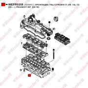 Прокладка гбц citroen c1 (05 -14), c2  (03-…), peugeot 307  (02-10) - WENDERW WEPR0208