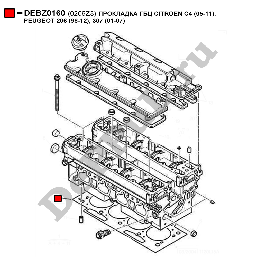 Прокладка гбц citroen c4 (05-11), peugeot 206 (98-12), 307 (01-07) - DePPuL DEBZ0160