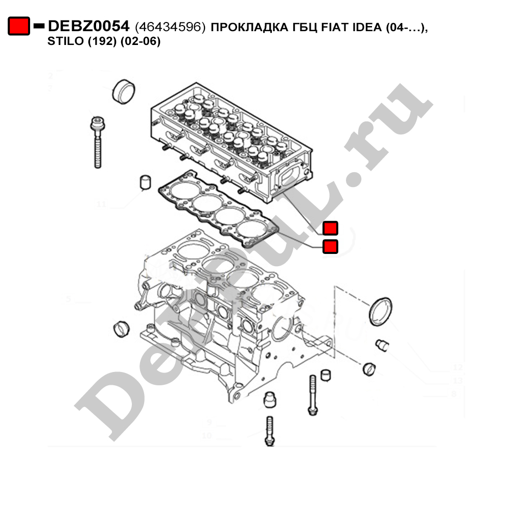 Прокладка гбц fiat idea (04-…), stilo (192) (02-06) - DePPuL DEBZ0054