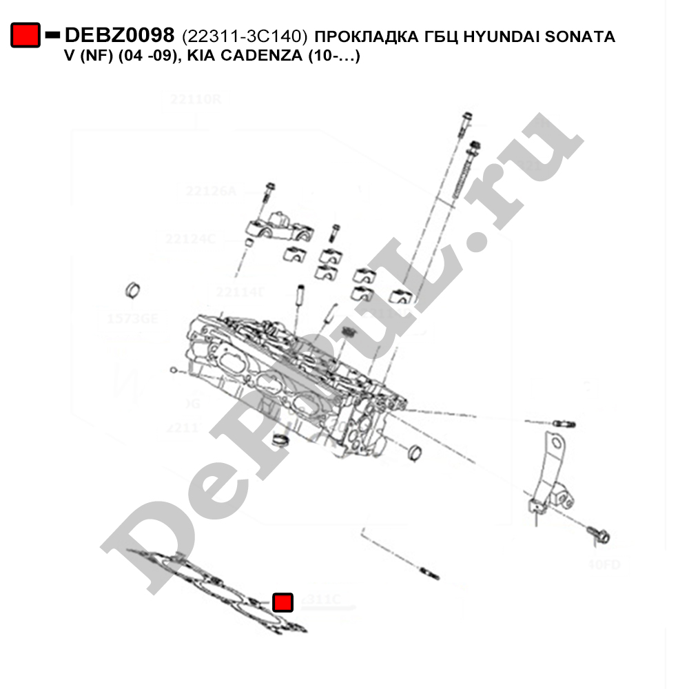 Прокладка гбц hyundai sonata v (nf) (04 -09), kia cadenza (10-…) - DePPuL DEBZ0098