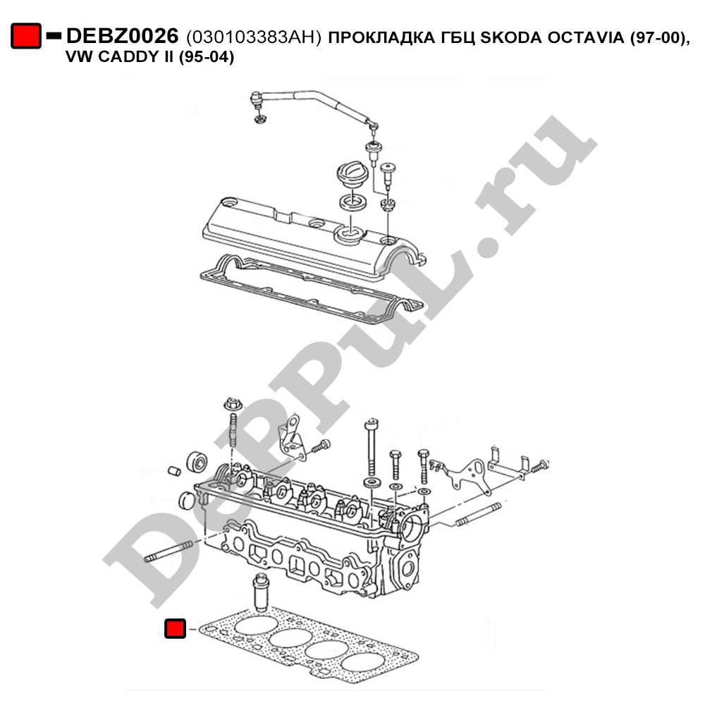 Прокладка гбц skoda octavia (97-00), vw caddy ii (95-04) - DePPuL DEBZ0026