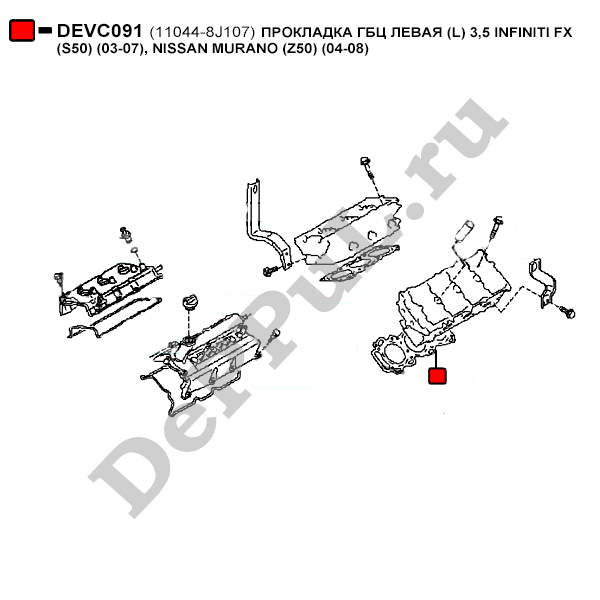 Прокладка гбц левая (l) 3,5 infiniti fx (s50) (03-07), nissan murano (z50) (04-08) - DePPuL DEVC091