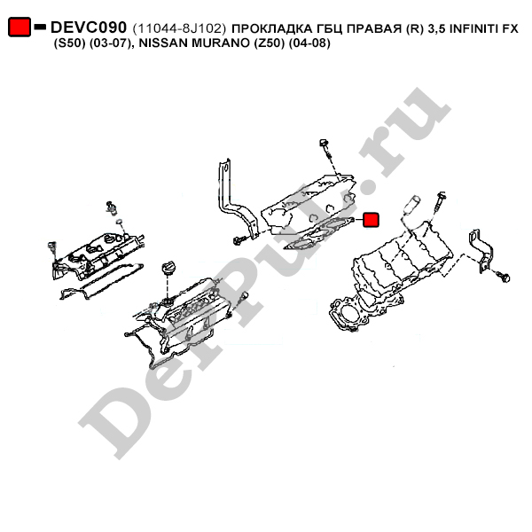 Прокладка гбц правая (r) 3,5 infiniti fx (s50) (03-07), nissan murano (z50) (04-08) - DePPuL DEVC090