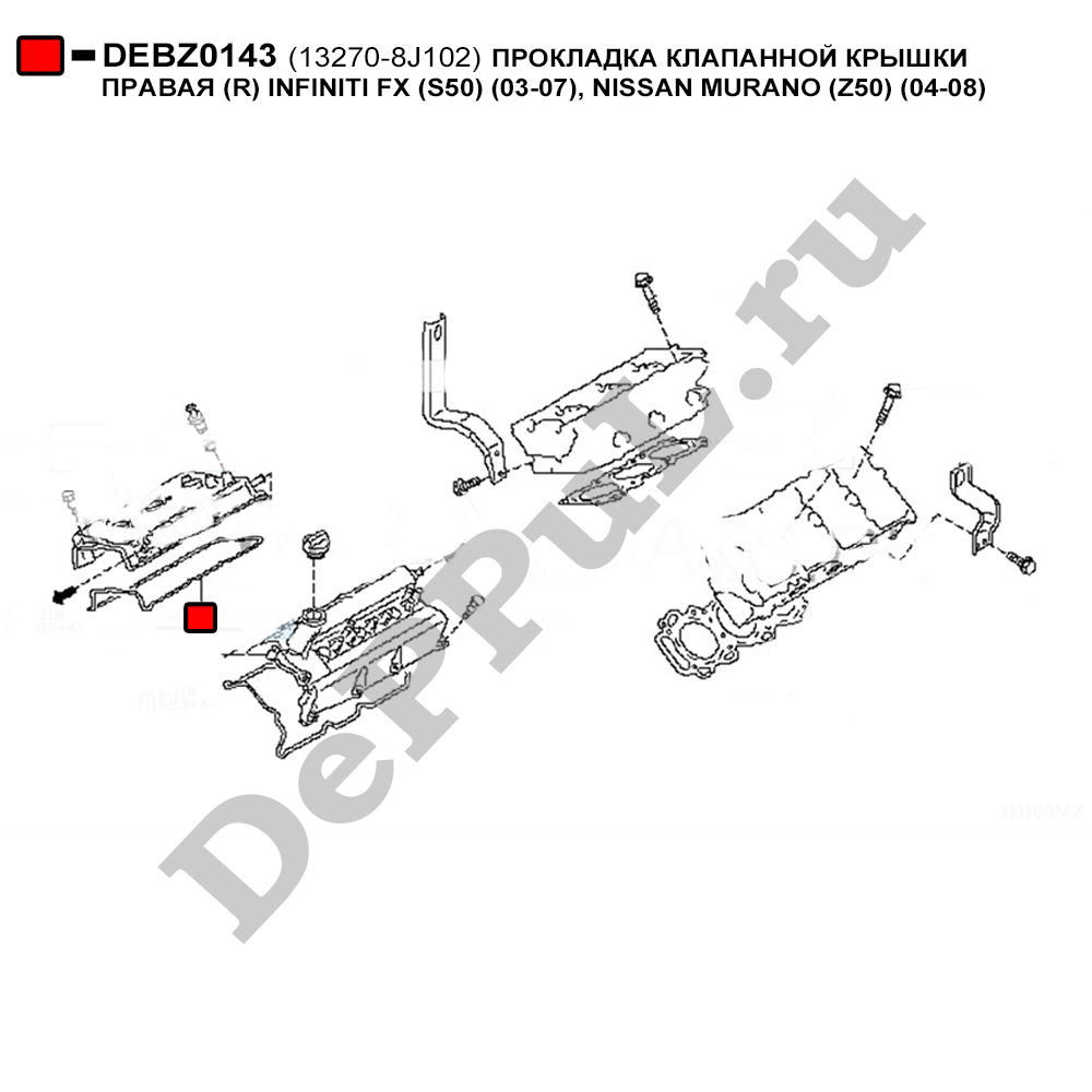 Прокладка клапанной крышки правая (r) infiniti fx (s50) (03-07), nissan murano (z50) (04-08) - DePPuL DEBZ0143