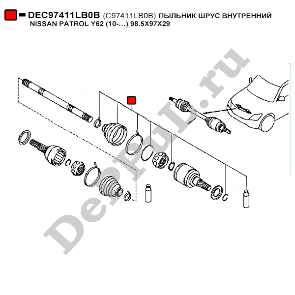 Пыльник шрус внутренний nissan patrol y62 (10-…) 98.5x97x29 - DePPuL DEC97411LB0B