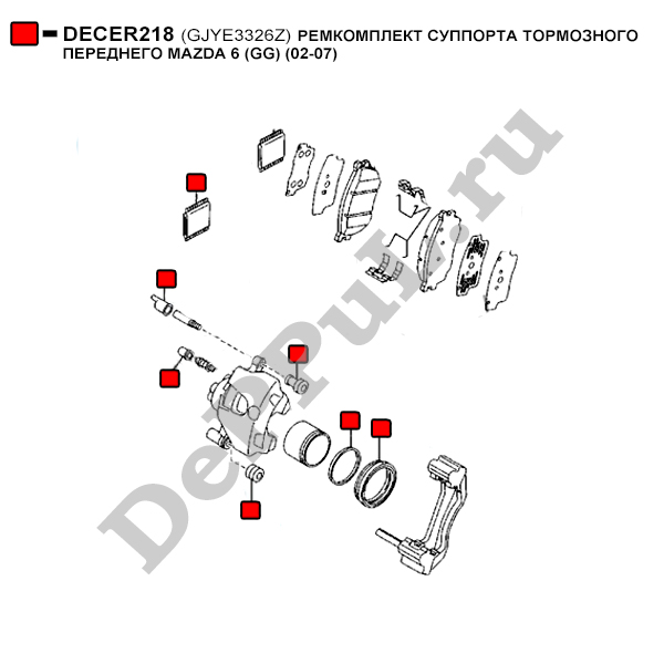Ремкомплект суппорта тормозного переднего mazda 6 (gg) (02-07) - DePPuL DECER218