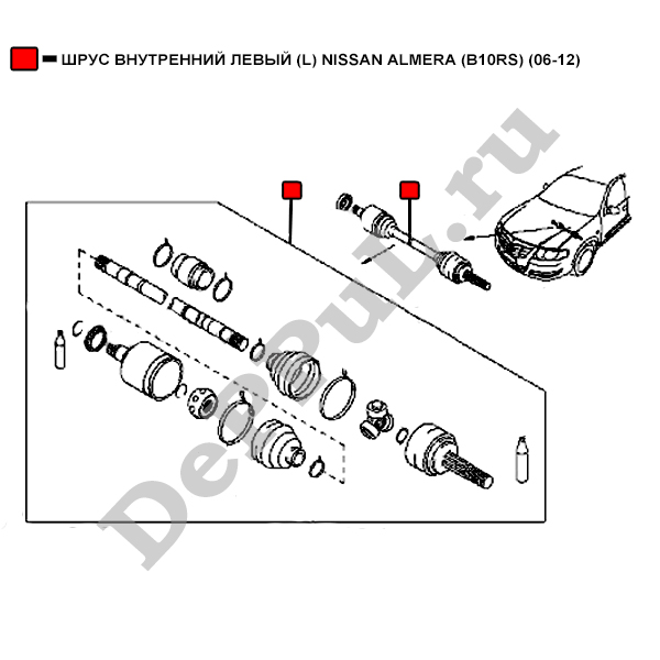 Шрус внутренний левый (l) nissan almera (b10rs) (06-12) - DePPuL DERC085