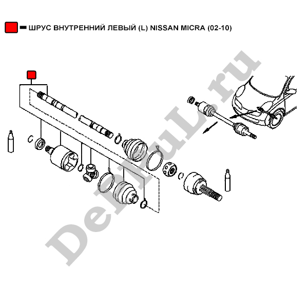 Шрус внутренний левый (l) nissan micra (02-10) - DePPuL DERC101
