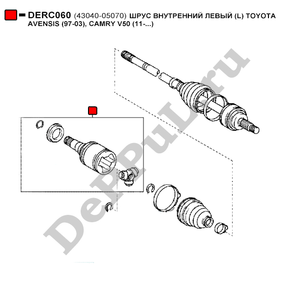 Шрус внутренний левый (l) toyota avensis (97-03), camry v50 (11-...) - DePPuL DERC060