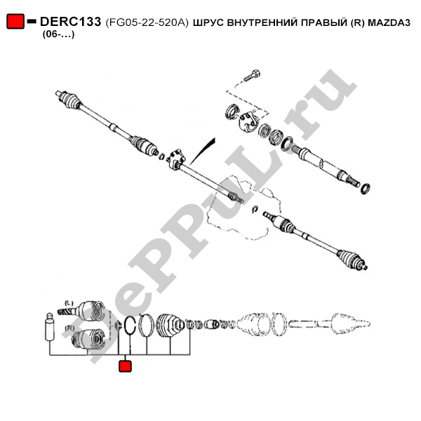 Шрус внутренний правый (r) mazda3 (06-…) - DePPuL DERC133
