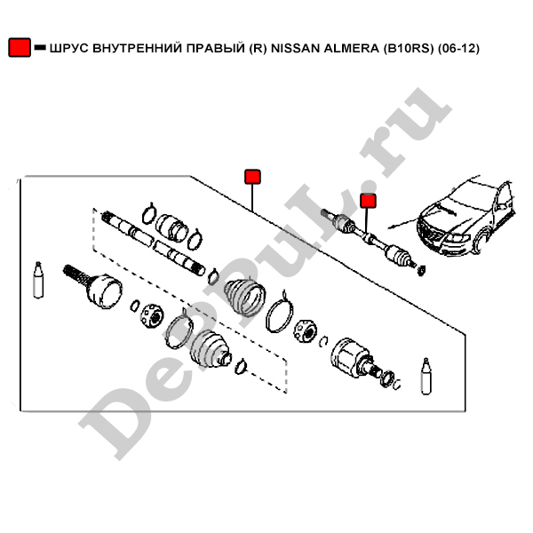 Шрус внутренний правый (r) nissan almera (b10rs) (06-12) - DePPuL DERC086