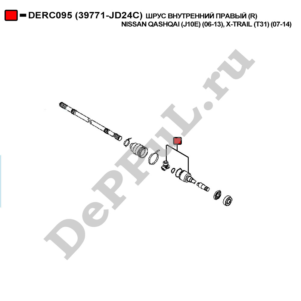 Шрус внутренний правый (r) nissan qashqai (j10e) (06-13), x-trail (t31) (07-14) - DePPuL DERC095