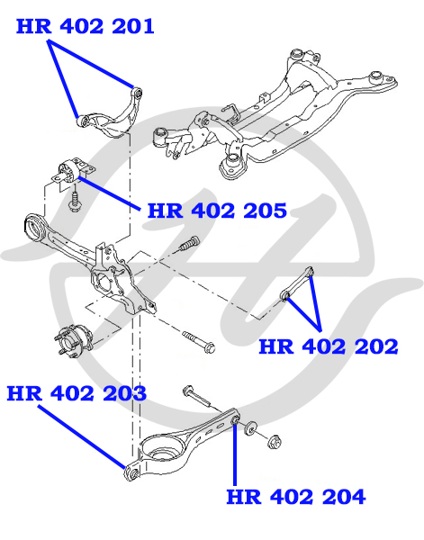 Сайлентблок подпружинного рычага, наружный. mondeo IV, s-max, volvo - Hanse HR402203
