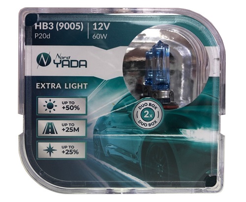 Лампа hb3(9005) 12V 60W extra light +50 % Plastic case - 2шт - Nord Yada 907368