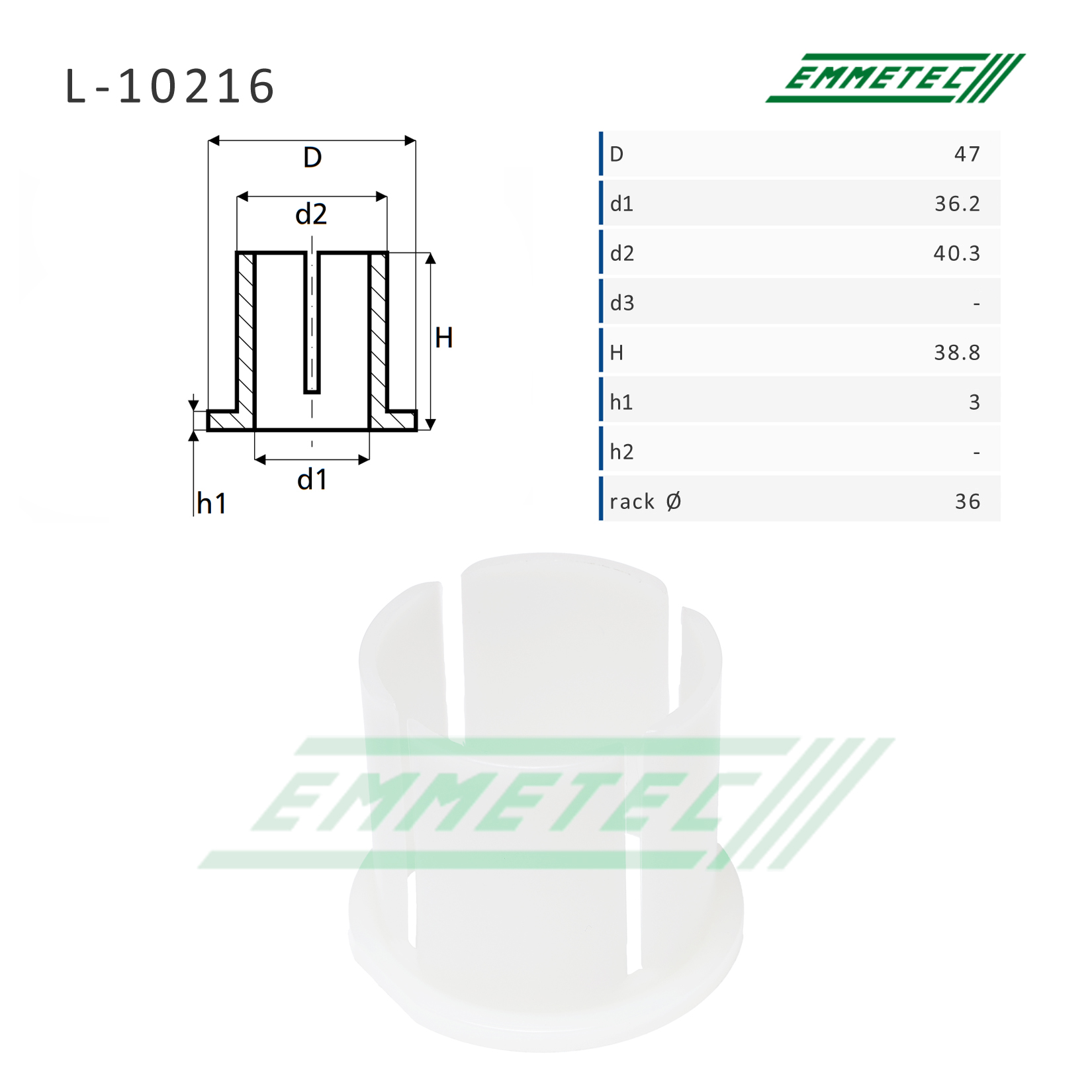 Втулка уплотнительная на вал диаметром 36мм Mercedes Sprinter w905 2001-2006 - Emmetec L-10216