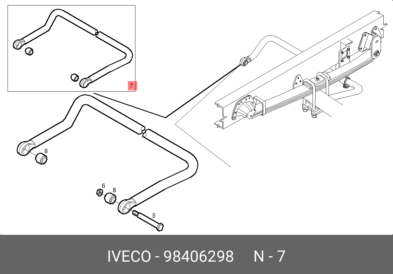 Стабилизатор поперечной устойчивости задний eurocargo diam=42 MM - Iveco 98406298