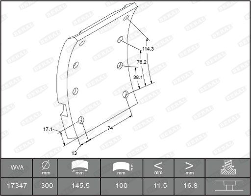 Накладки тормозные 300х100 STD - Beral KBL1734711561