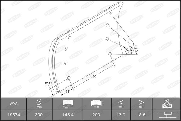 Накладки тормозные 300x200 STD HCV - Beral KBL1957401517