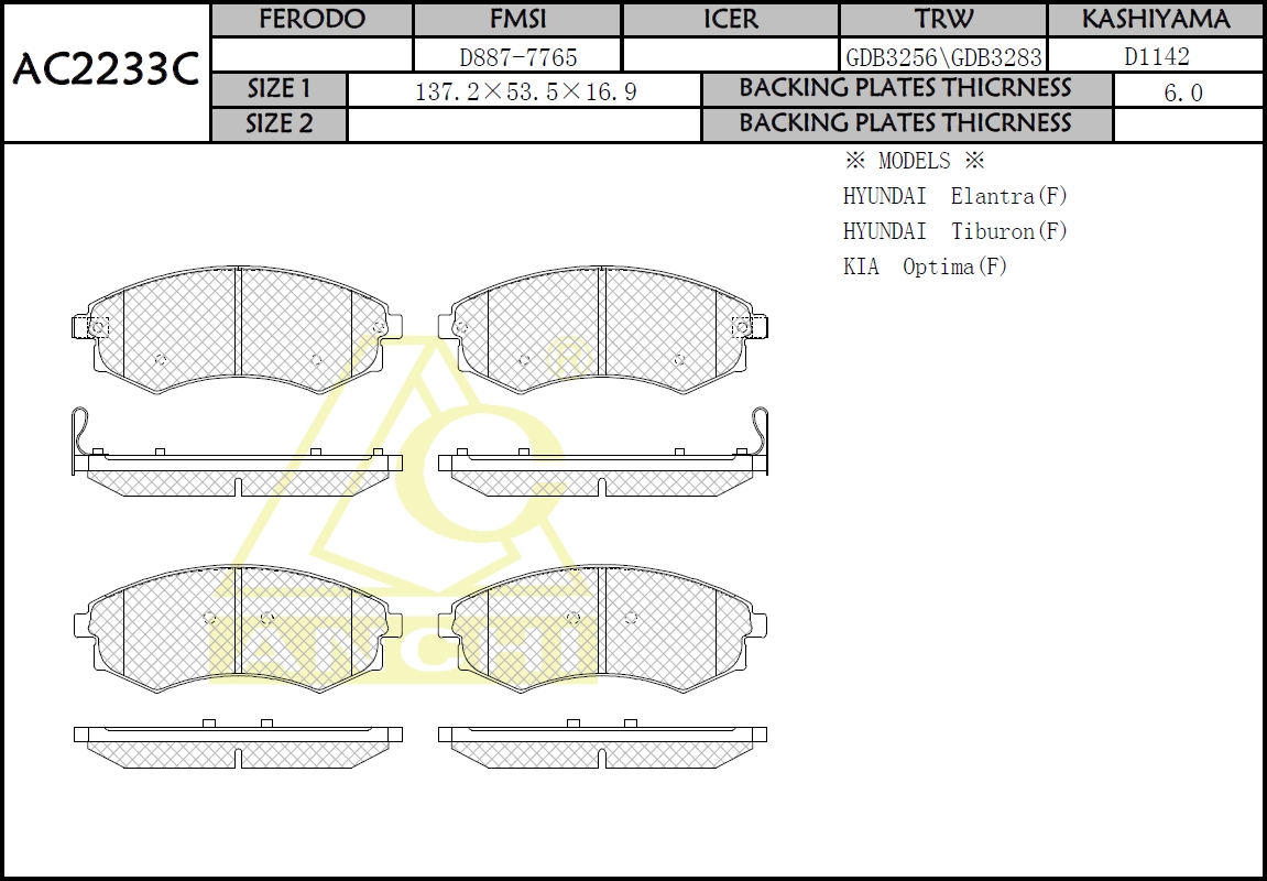 Тормозные колодки дисковые - Anchi AC2233C
