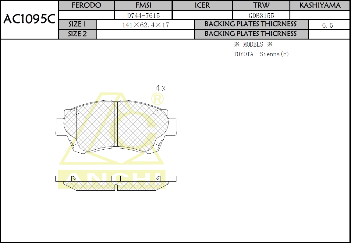 Тормозные колодки дисковые - Anchi AC1095C