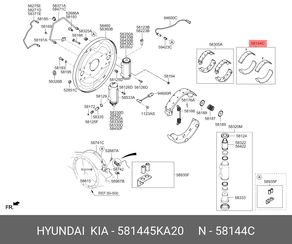 Комплект тормозных колодок с накладками (4шт) - Hyundai/Kia 581445KA20