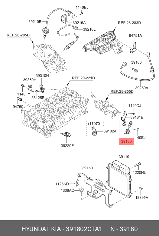 Датчик положения коленвала - Hyundai/Kia 391802CTA1