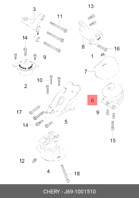 Подушка двигателя - Chery/Exeed J691001510