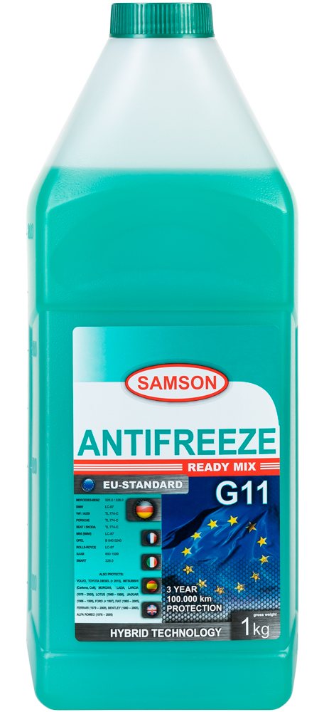Антифриз, готовый раствор EU-Standard G11 зелёный -37°c, 1кг - SAMSON 802019