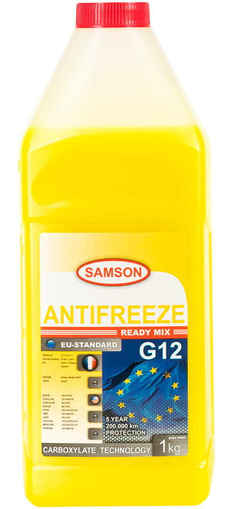 Антифриз, готовый раствор EU-Standard G12 жёлтый -37°c, 1кг - SAMSON 803351