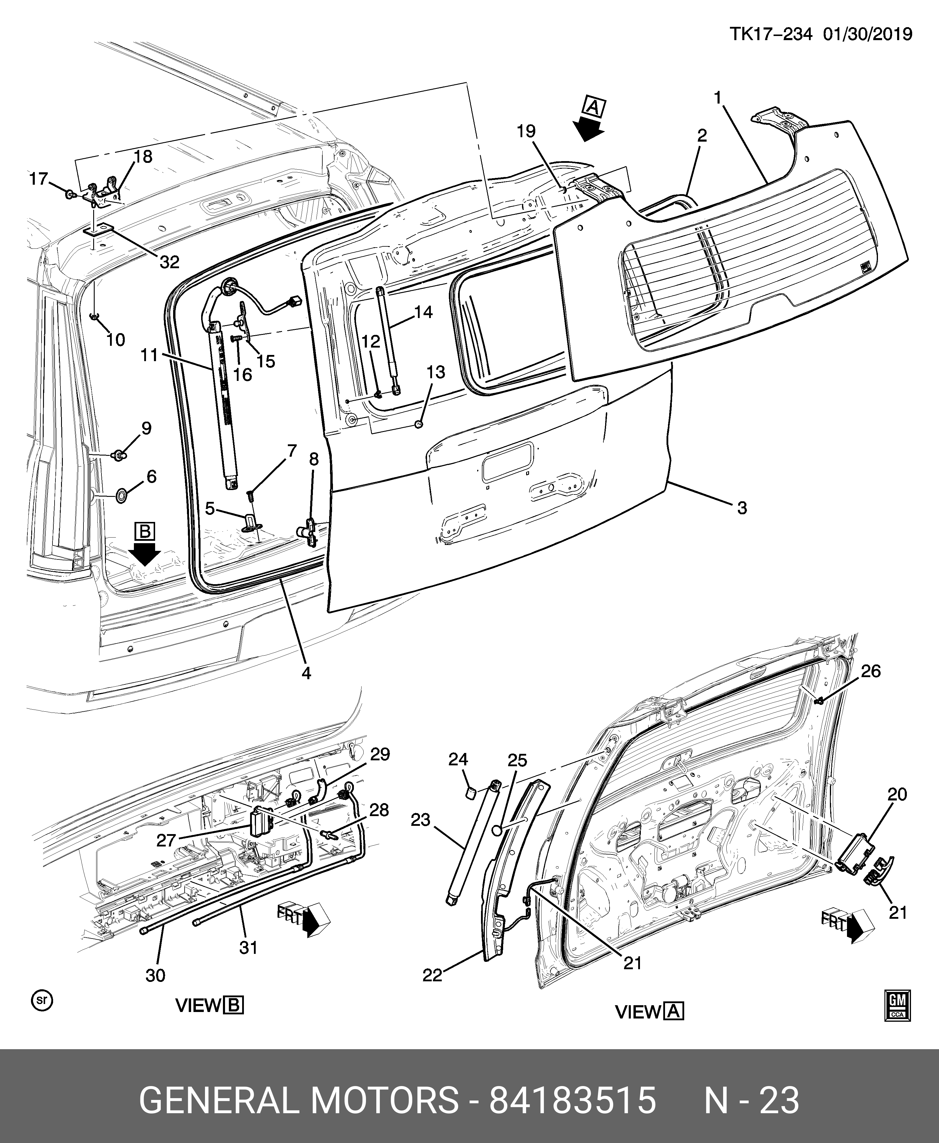 Амортизатор задней двери правый / Chevrolet Tahoe,YukonCadillac Escalade 15~ - GM 84183515