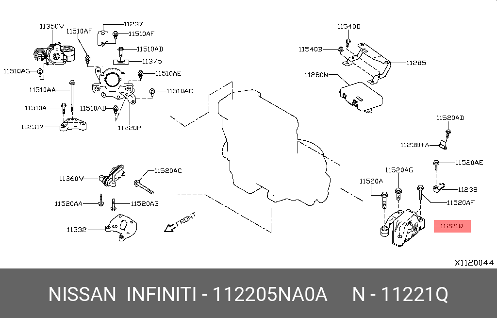 Опора ДВС левая J55 - Nissan 11220-5NA0A