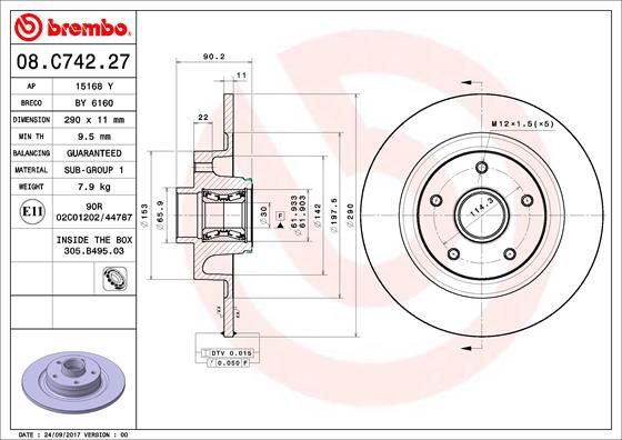 Диск тормозной с подшипниками | зад | - Brembo 08.C742.27