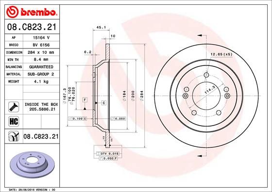 Диск тормозной UV Coated | зад | - Brembo 08.C823.21