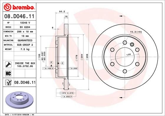 Диск тормозной UV Coated | зад | - Brembo 08.D046.11