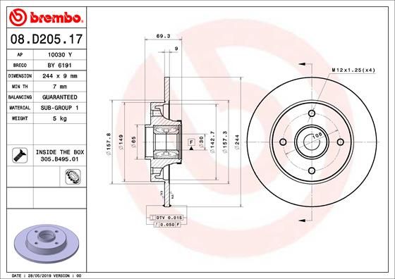 Диск тормозной с подшипниками | зад | - Brembo 08.D205.17
