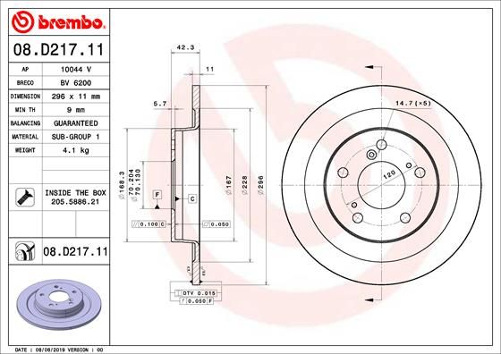 Диск тормозной - Brembo 08.D217.11