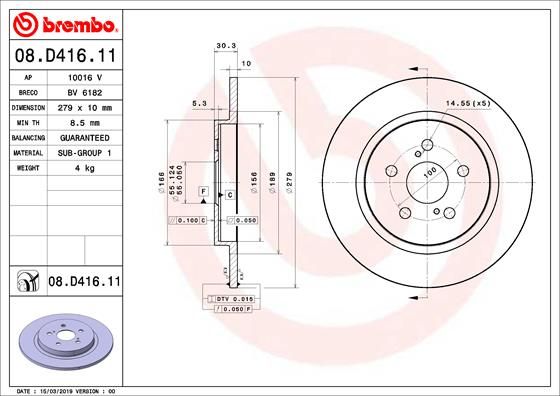 Диск тормозной UV Coated | зад | - Brembo 08.D416.11