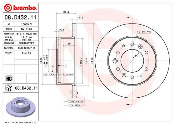 Диск тормозной UV Coated | зад | - Brembo 08.D432.11