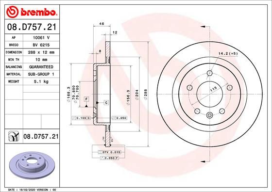 Диск тормозной UV Coated | зад | - Brembo 08.D757.21