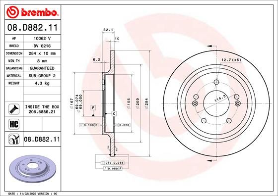 Диск тормозной - Brembo 08.D882.11