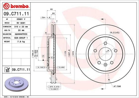 Диск тормозной | зад | - Brembo 09.C711.11